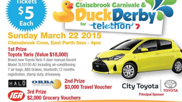 Article image for 2015 Telethon Duck Derby, Sunday March 22 @ Claisebrook Cove, East Perth