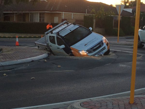 Article image for “How deep can I go?” The man who drove into the Wanneroo sinkhole