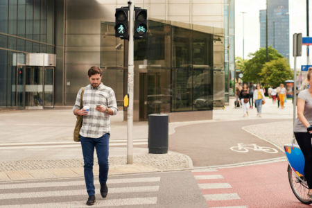 Pedestrian fines for texting while crossing a road