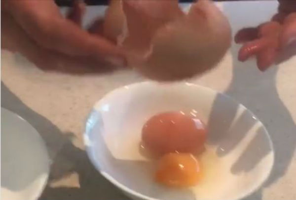 Double egg (not yolk) shocks farmer