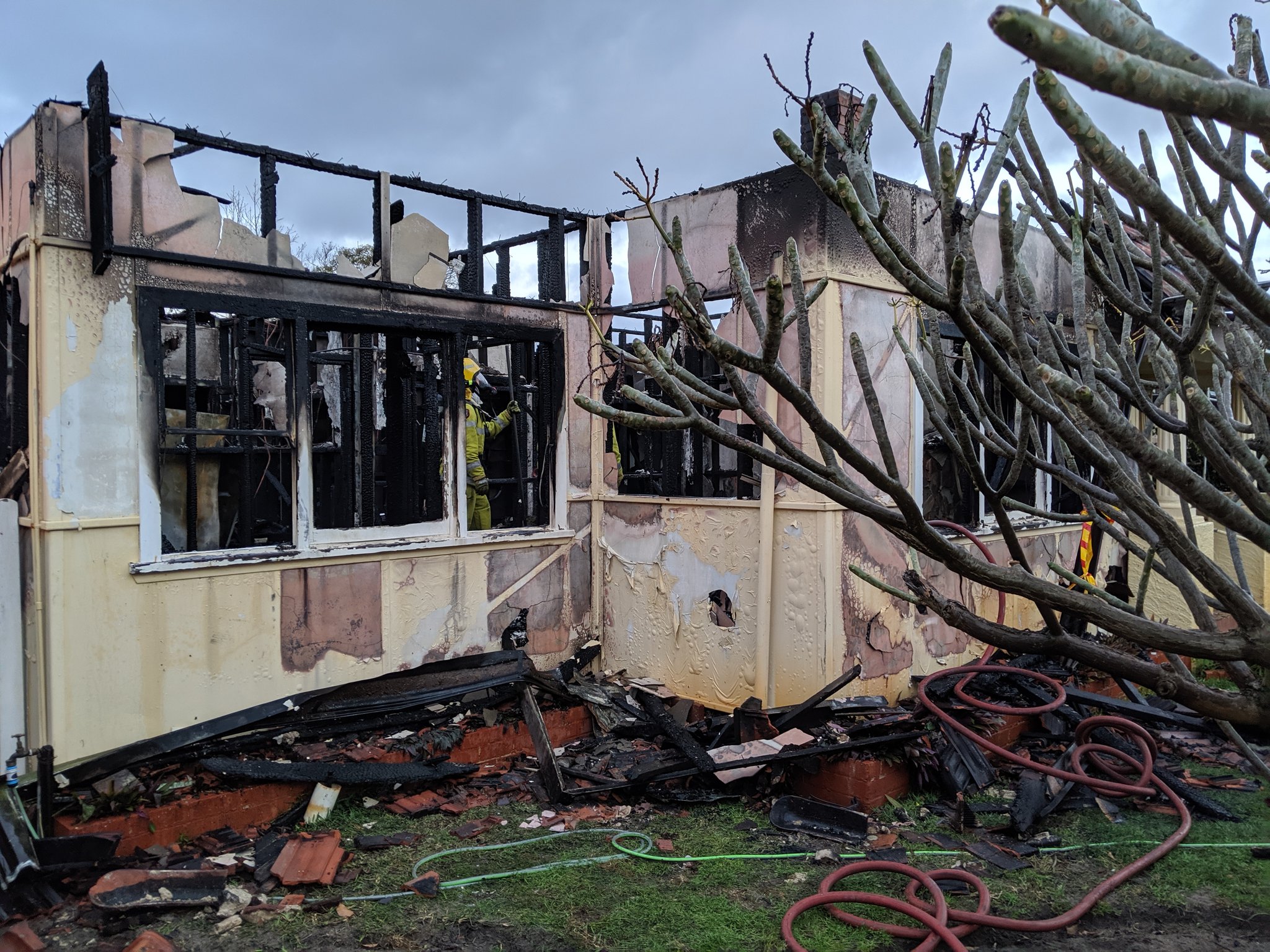 Bedford house goes up in flames