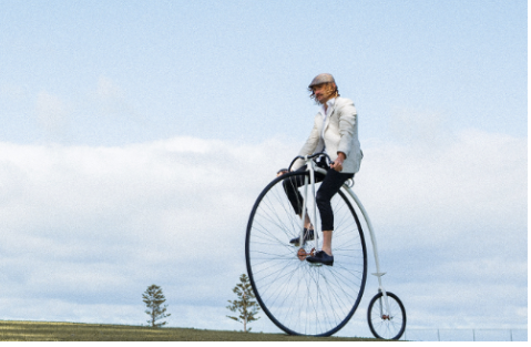 Record ride on a penny farthing