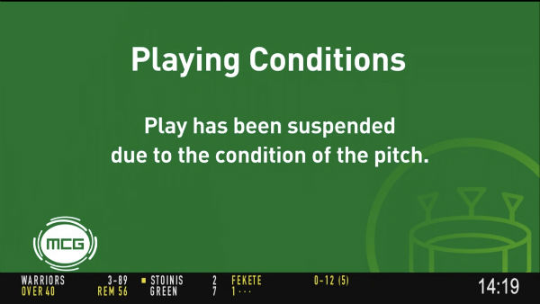 Shield game suspended due to MCG pitch