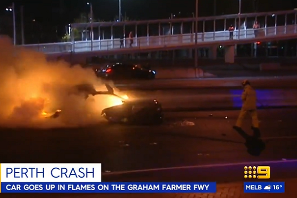 Police hunting driver who abandoned car after crash on Graham Farmer Freeway