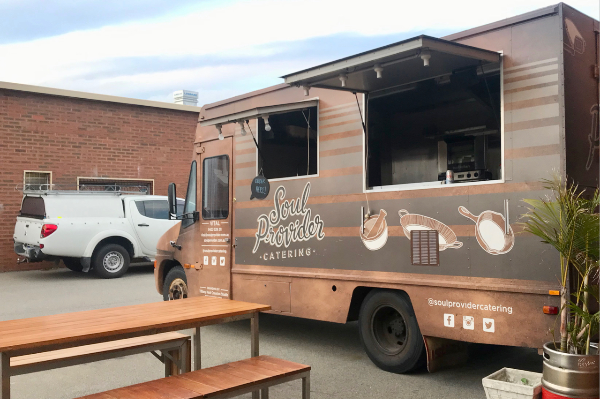 Food truck with doors open