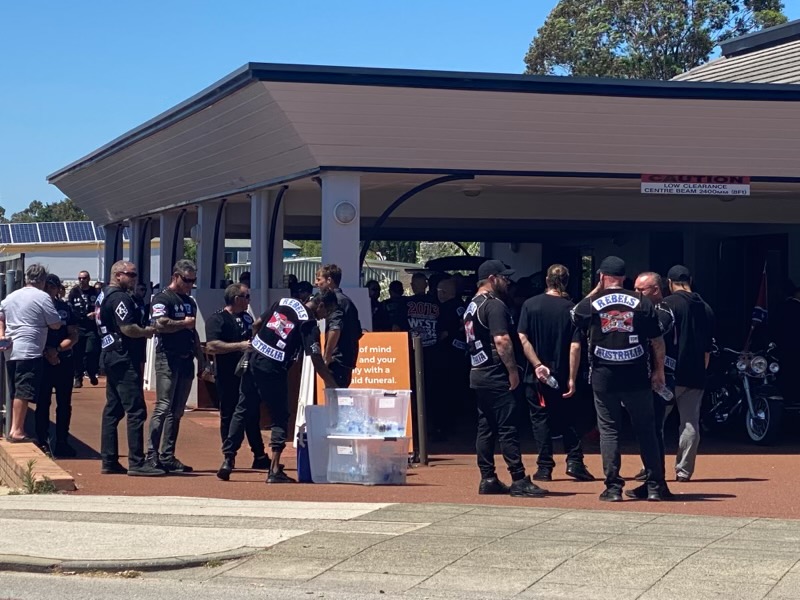 Article image for Bikies arrive at funeral home for Nick Martin’s funeral