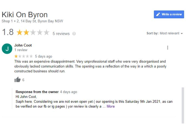 Restaurant opening delayed over fake reviews