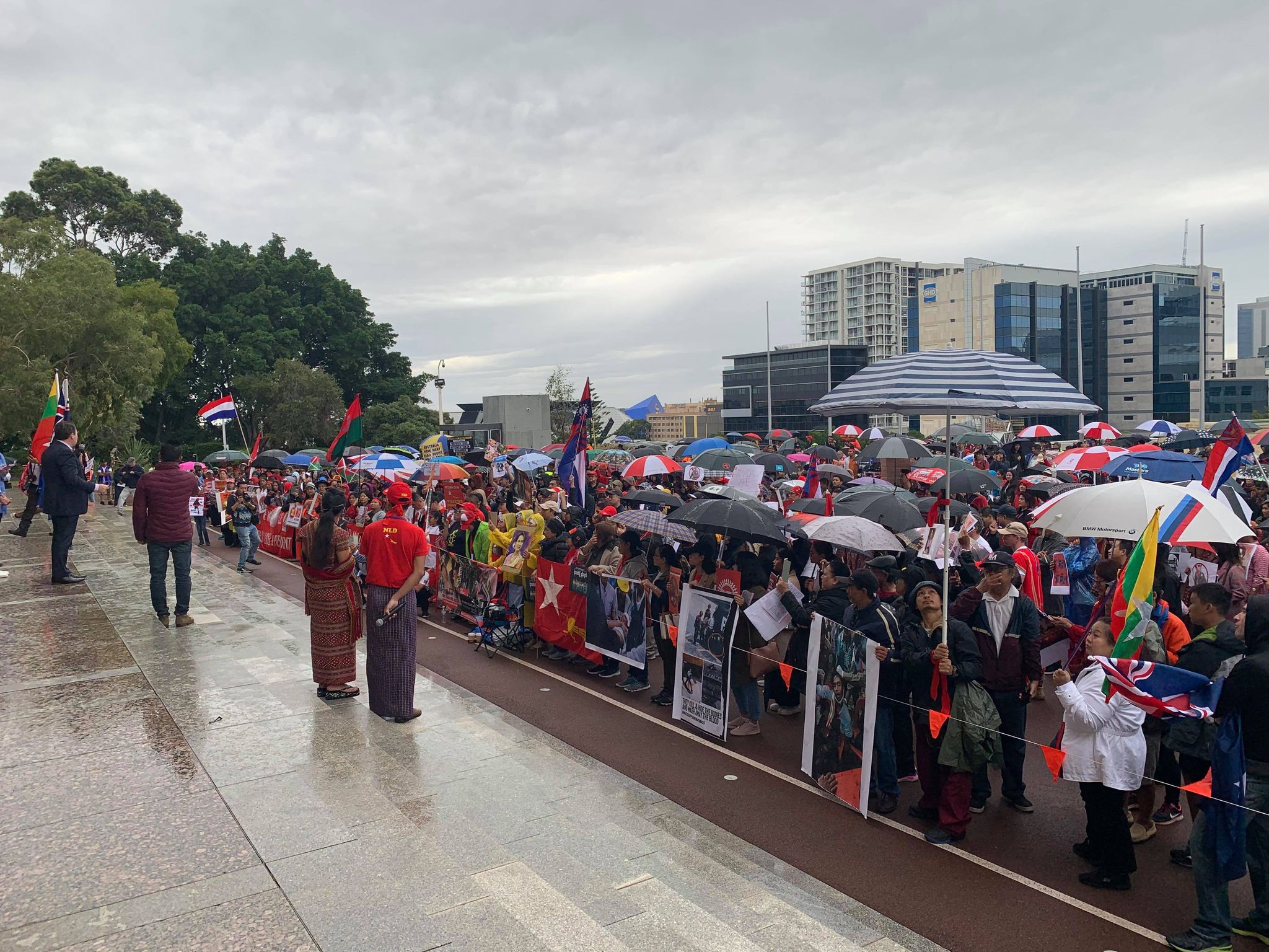 Article image for Hundreds rally in Perth to protest Myanmar military coup