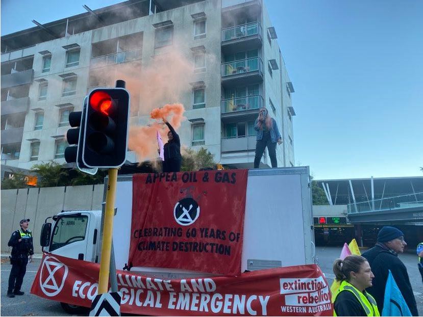 Article image for Extinction Rebellion protestors block streets in Perth CBD