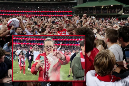 Sydney Swans fans scatter nan’s ashes during Buddy Franklin celebration