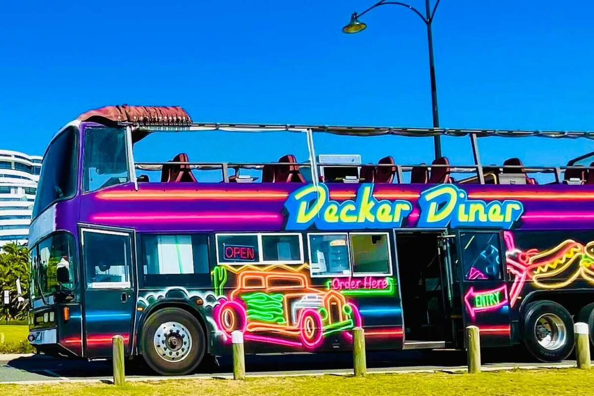 Article image for Double-decker bus turned burger joint on wheels
