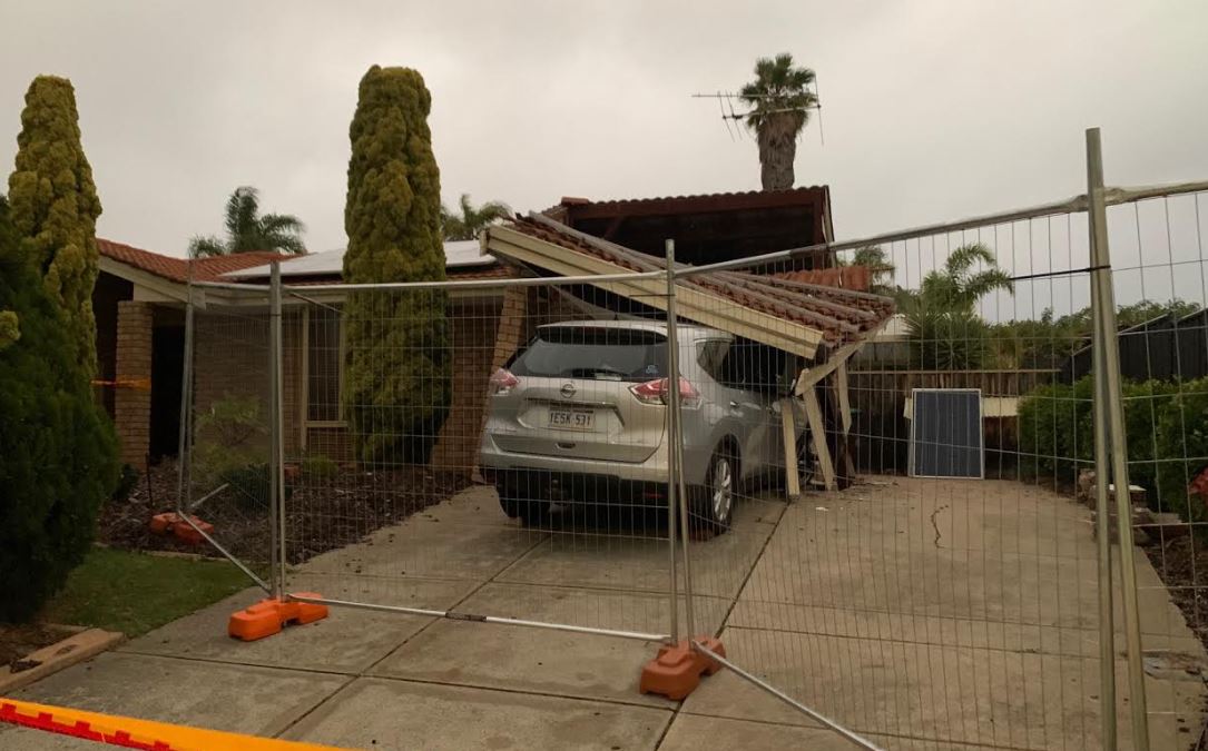 Article image for Hillarys residents lucky after wayward car pushes family car through home