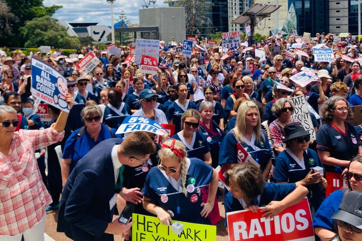 Article image for Emotions high as WA nurses take major strike action