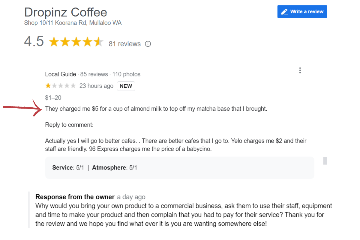 Article image for ‘That’s harsh’: The shocking reason behind a woman’s one star review
