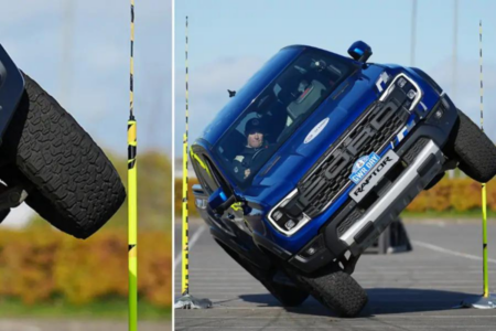 UK Stunt driver sets world record for tightest gap driven through by a ute