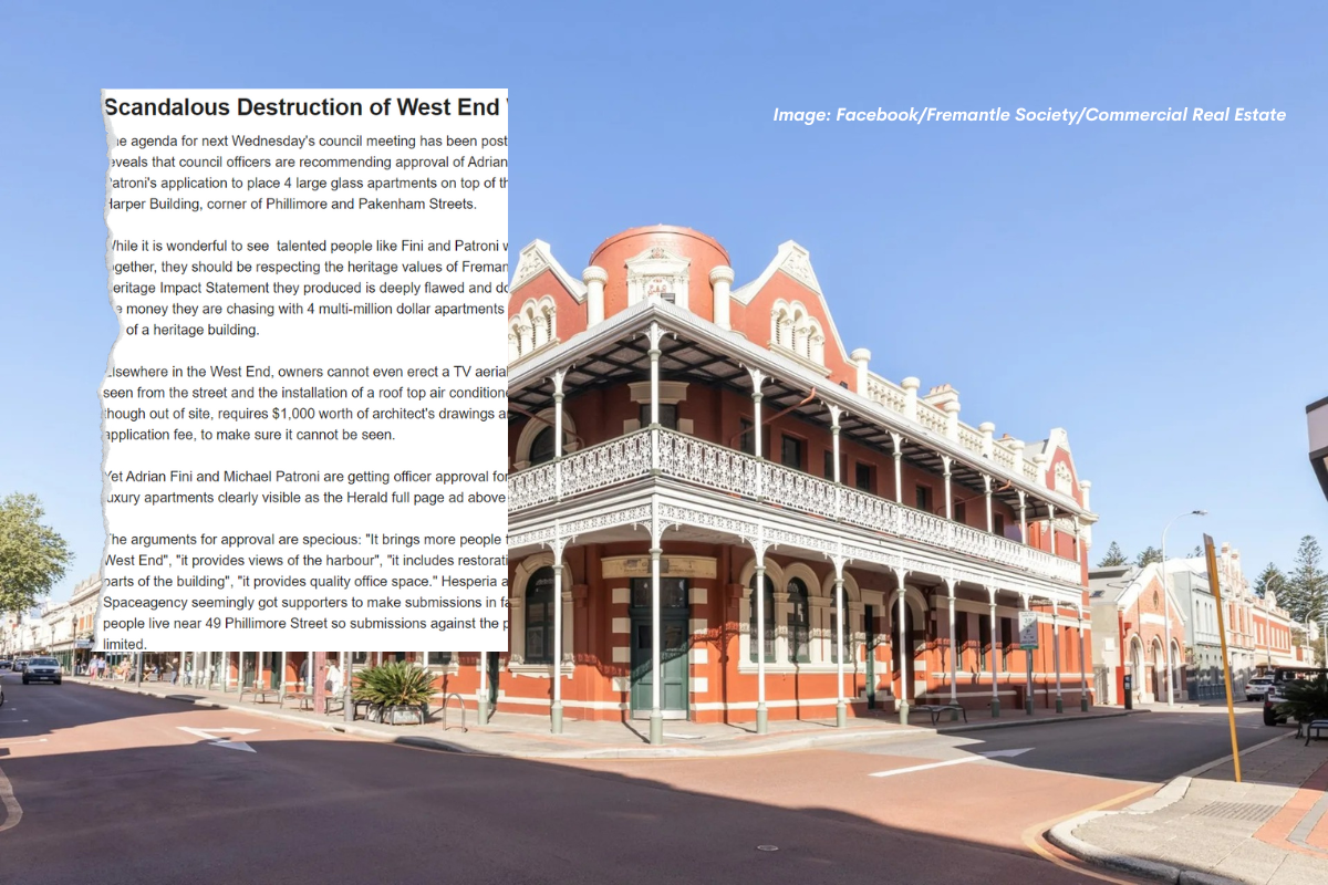 Article image for Fremantle Society deems West End development approval ‘absolute nonsense’