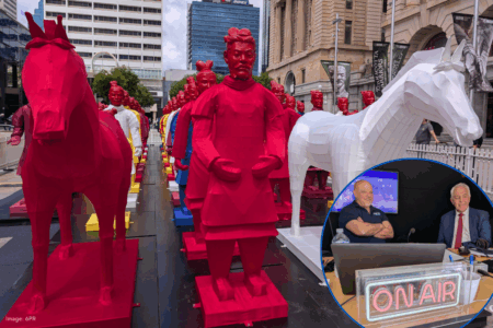 Life-Size Lantern Warriors Shine Over Perth City