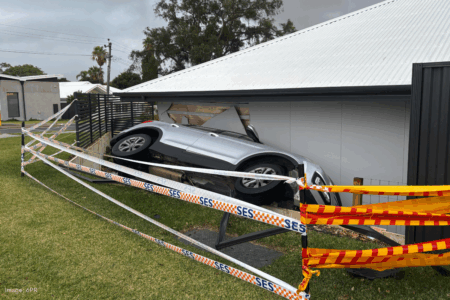Incredible escape as car wedges in ‘baffling’ position