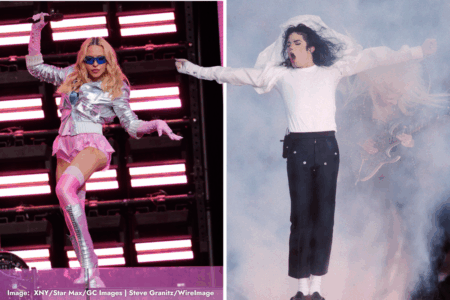 Pop stars Madonna and Michael Jackson scale new heights