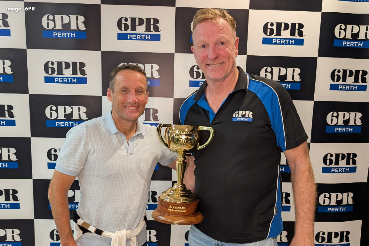 Article image for Damien Oliver showcases the $1 million Melbourne Cup at 6PR