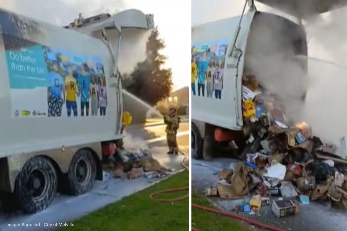Article image for Rubbish truck fire sparks battery disposal warning